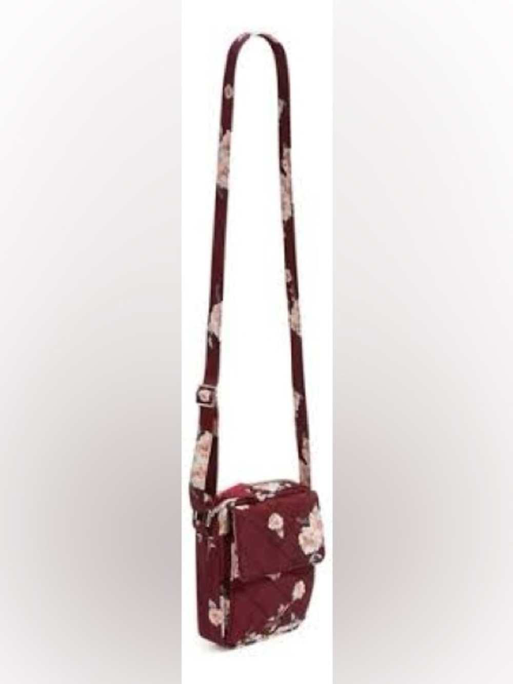 Vera Bradley - Maroon Floral Crossbody Bag Purse Twill
